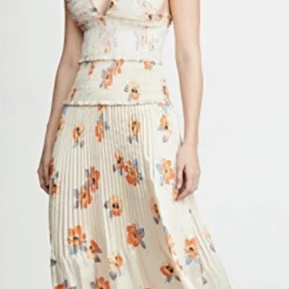 NWT $648 NICHOLAS Cross Front Smocked Midi Dress - Sz 8 - Picture 3 of 10